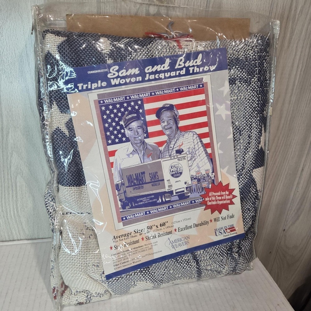 1995 Sam & Bud Triple Woven Jacquard throw 50" X 60" Stain and Shrink Resistant